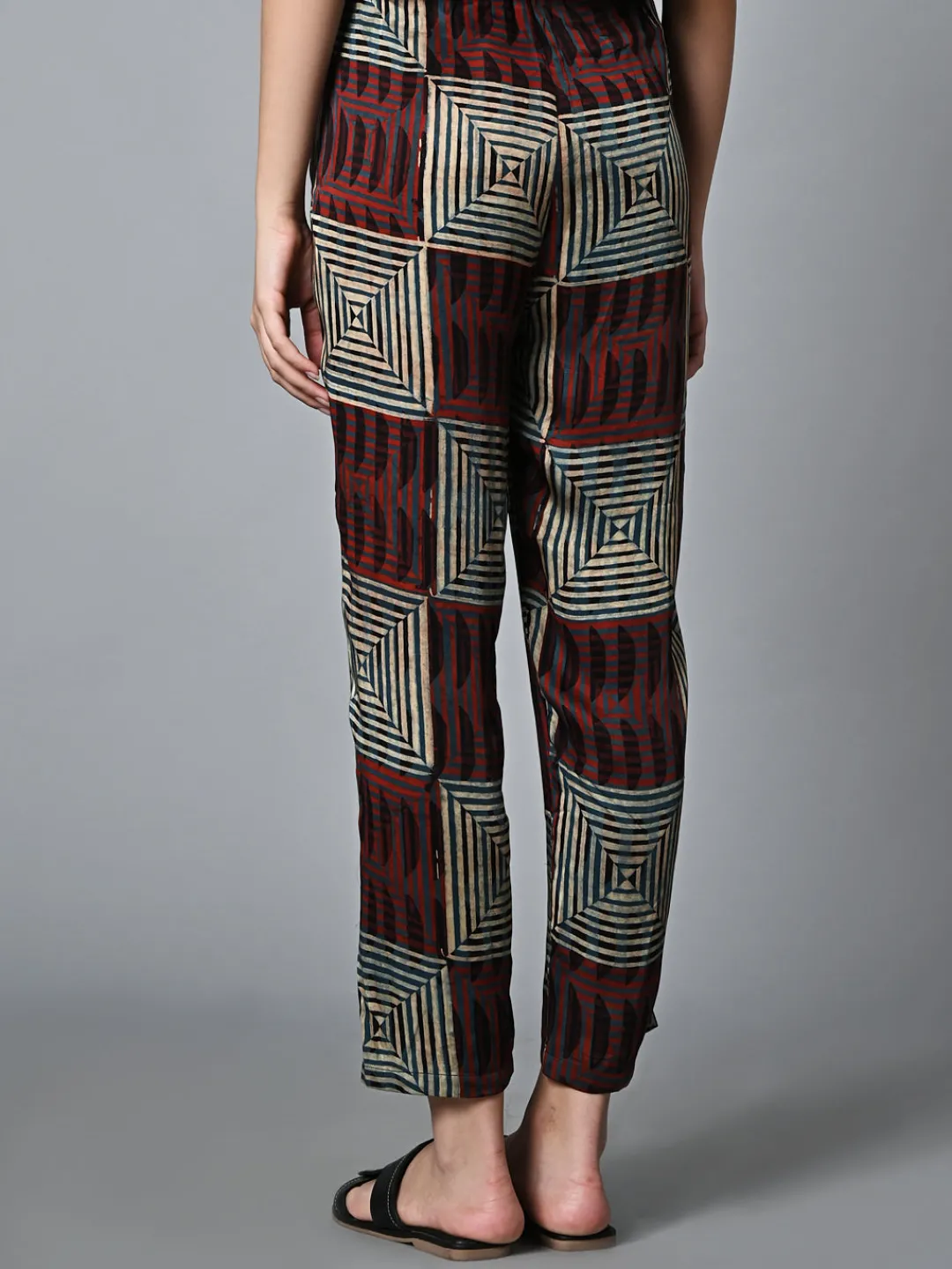 Women Cottonworld Trousers^Women's Ajrak Hand Block Printed Regular Fit Modal Pant