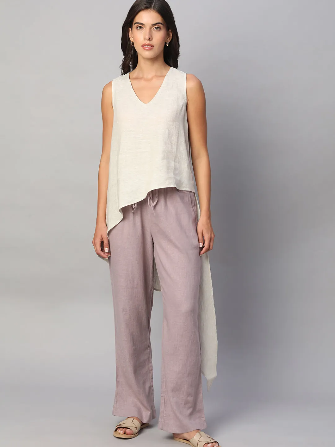Women Cottonworld Tops & Shirts | Tops & Shirts^Women's 100% Linen Regular Fit Blouse
