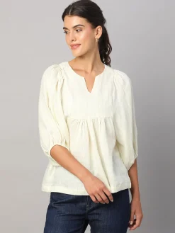 Women Cottonworld Tops & Shirts | Tops & Shirts^Women's 100% Linen Regular Fit Blouse
