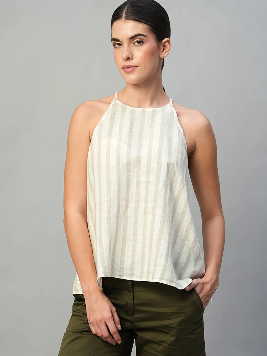 Women Cottonworld Tops & Shirts | Tops & Shirts^Women's 100% Linen Regular Fit Blouse