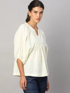 Women Cottonworld Tops & Shirts | Tops & Shirts^Women's 100% Linen Regular Fit Blouse