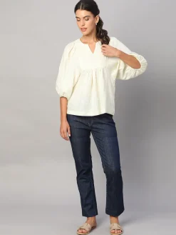 Women Cottonworld Tops & Shirts | Tops & Shirts^Women's 100% Linen Regular Fit Blouse