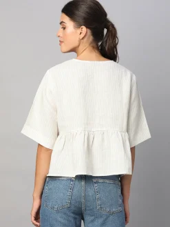 Women Cottonworld Tops & Shirts | Tops & Shirts^Women's 100% Linen Regular Fit Blouse