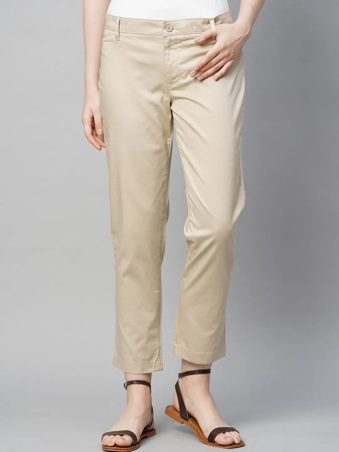 Women Cottonworld Trousers^Women's Cotton Elastane Regular Fit Pant