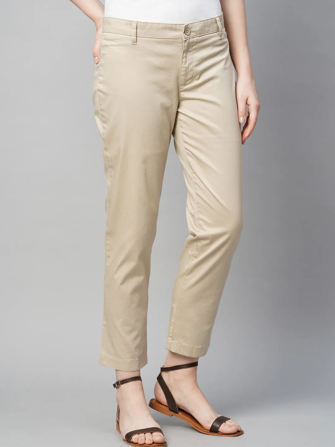 Women Cottonworld Trousers^Women's Cotton Elastane Regular Fit Pant