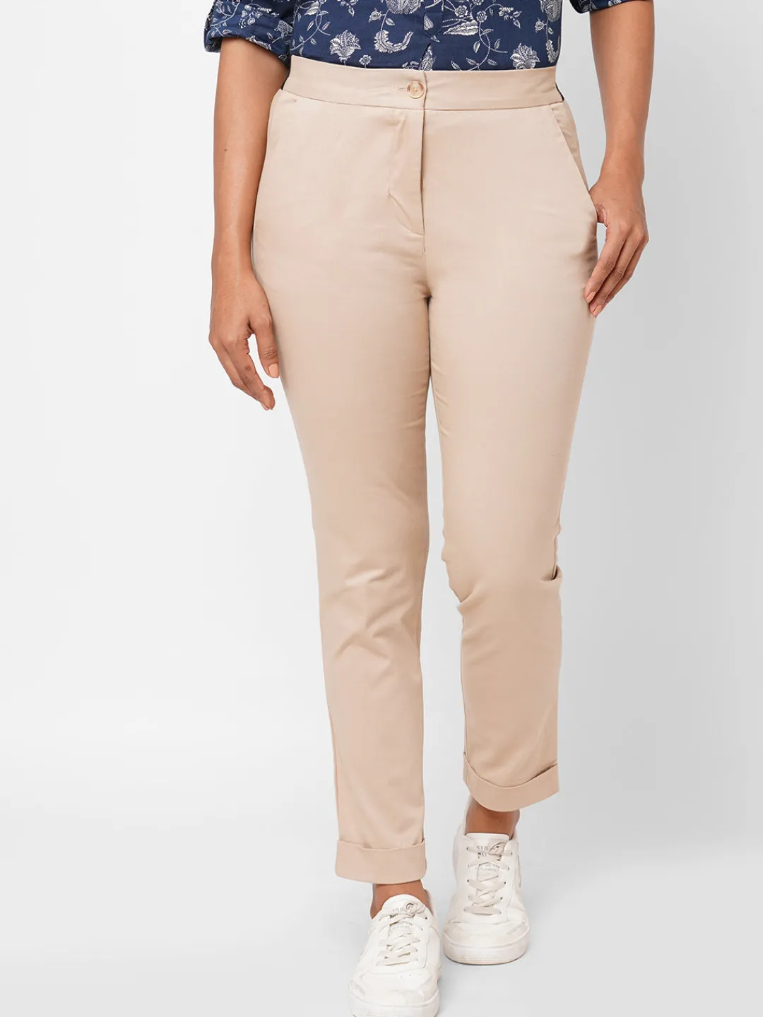 Women Cottonworld Trousers^Women's Cotton Lycra Slim Fit Pant