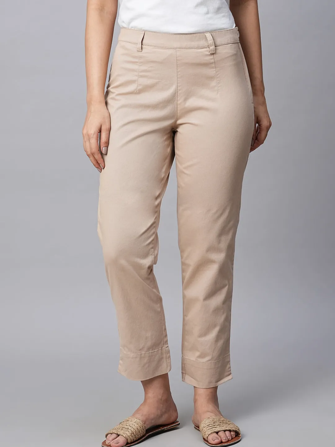 Women Cottonworld Trousers^Women's Cotton Lycra Regular Fit Pant