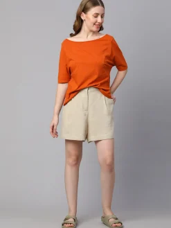 Women Cottonworld Shorts | Shorts^Women's Linen Viscose Regular Fit Shorts