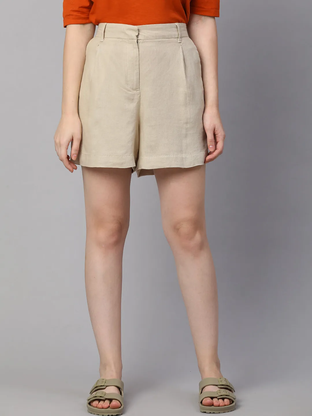 Women Cottonworld Shorts | Shorts^Women's Linen Viscose Regular Fit Shorts