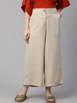 Women Cottonworld Culottes^Women's Linen Viscose Wide Leg Culotte