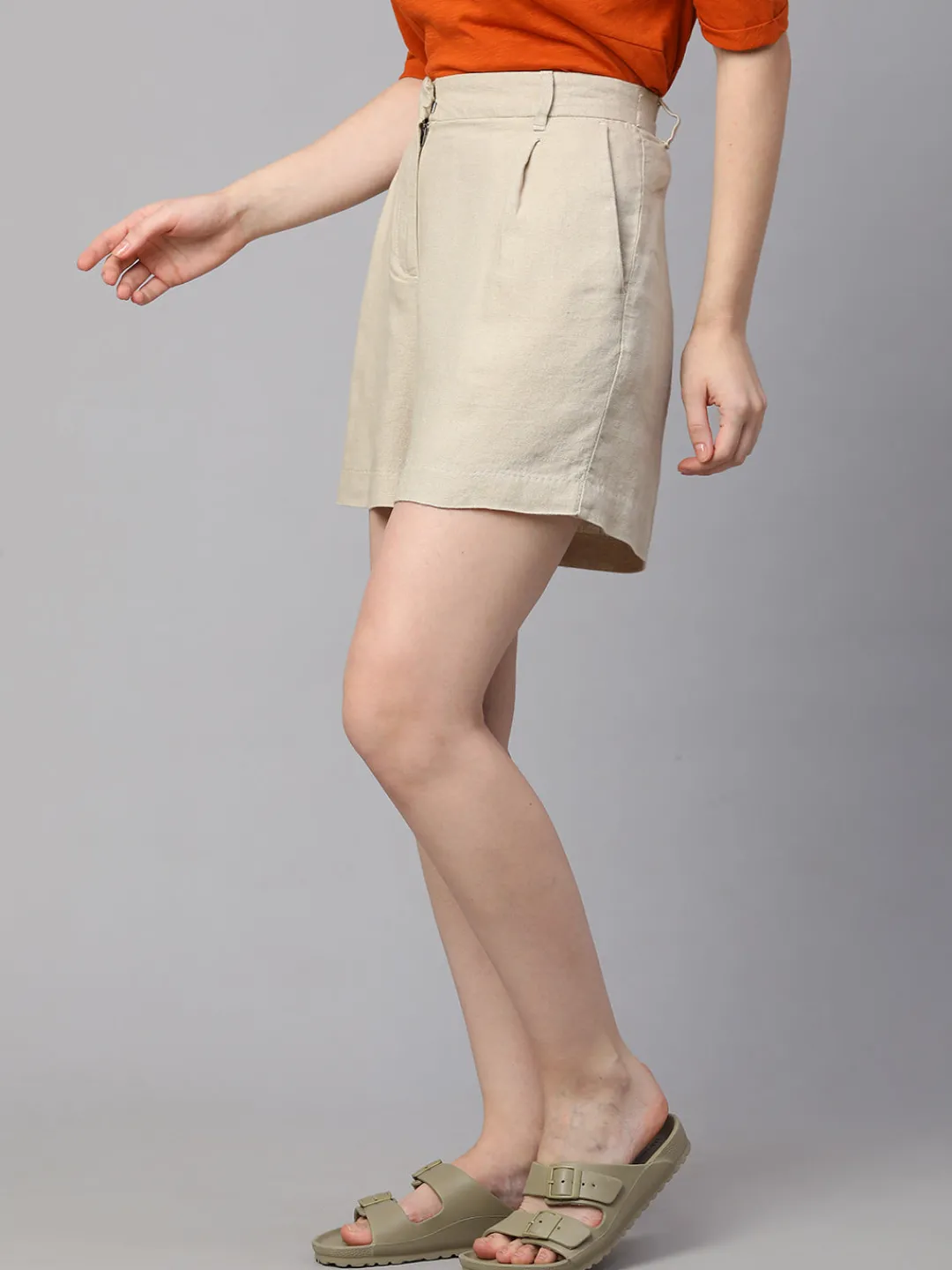 Women Cottonworld Shorts | Shorts^Women's Linen Viscose Regular Fit Shorts
