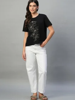 Women Cottonworld Regular Fit | V-Neck^Women's 100% Cotton Regular Fit Tshirt