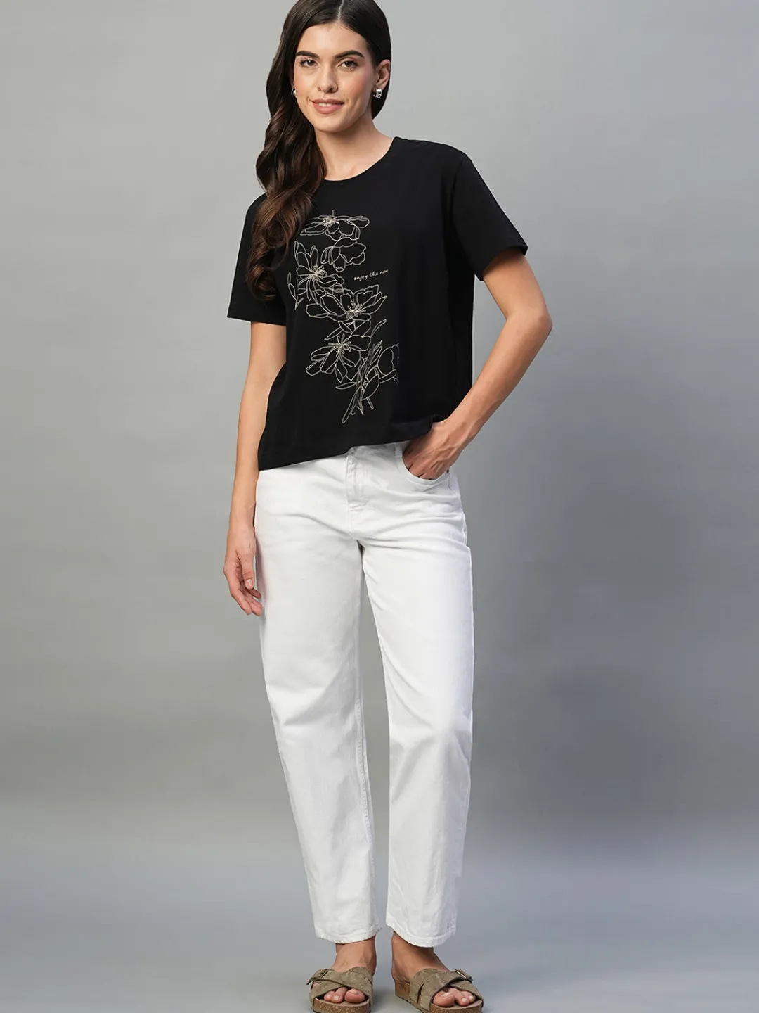 Women Cottonworld Regular Fit | V-Neck^Women's 100% Cotton Regular Fit Tshirt