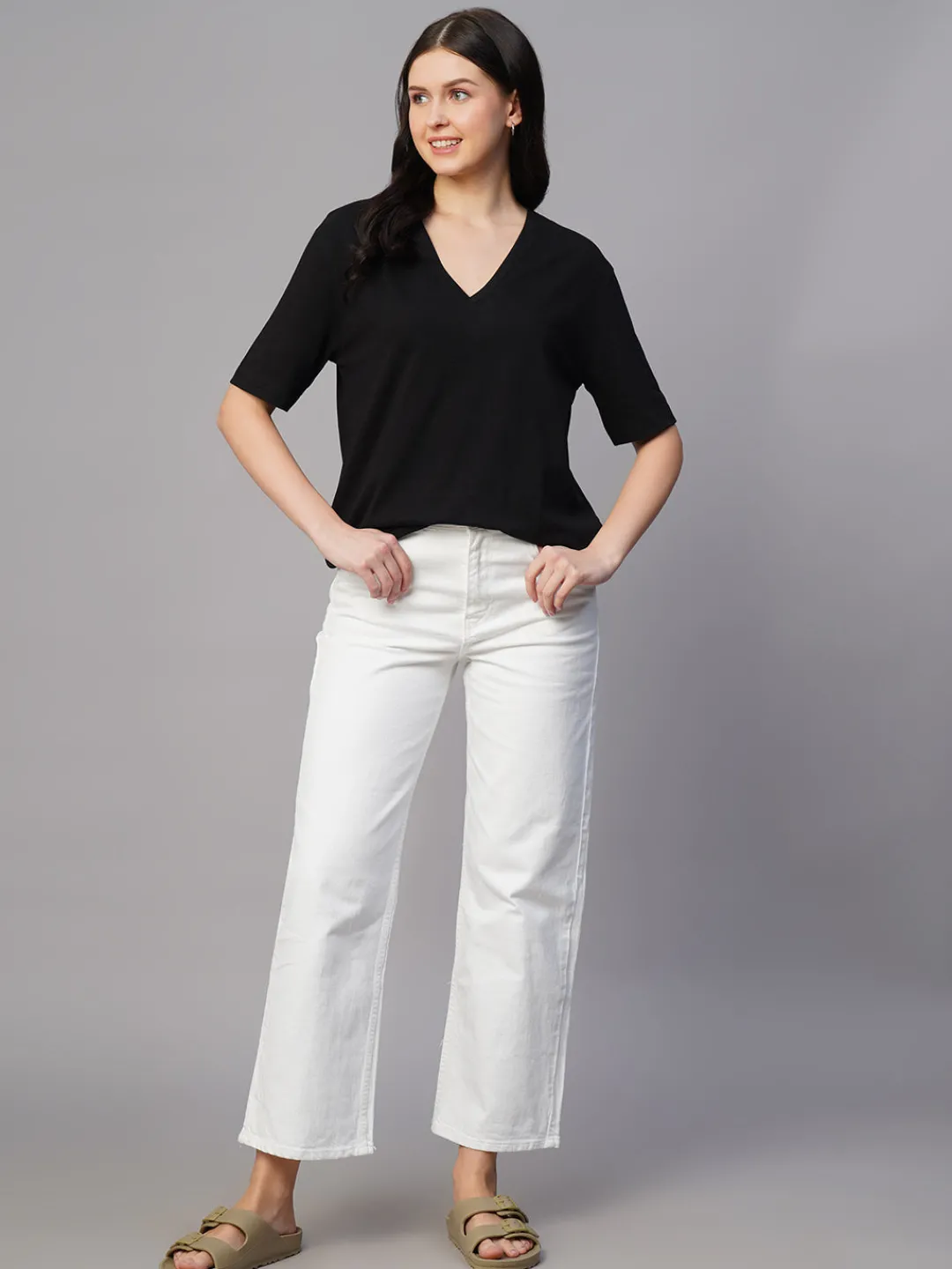 Women Cottonworld V-Neck | Regular Fit^Women's 100% Cotton Regular Fit Tshirt