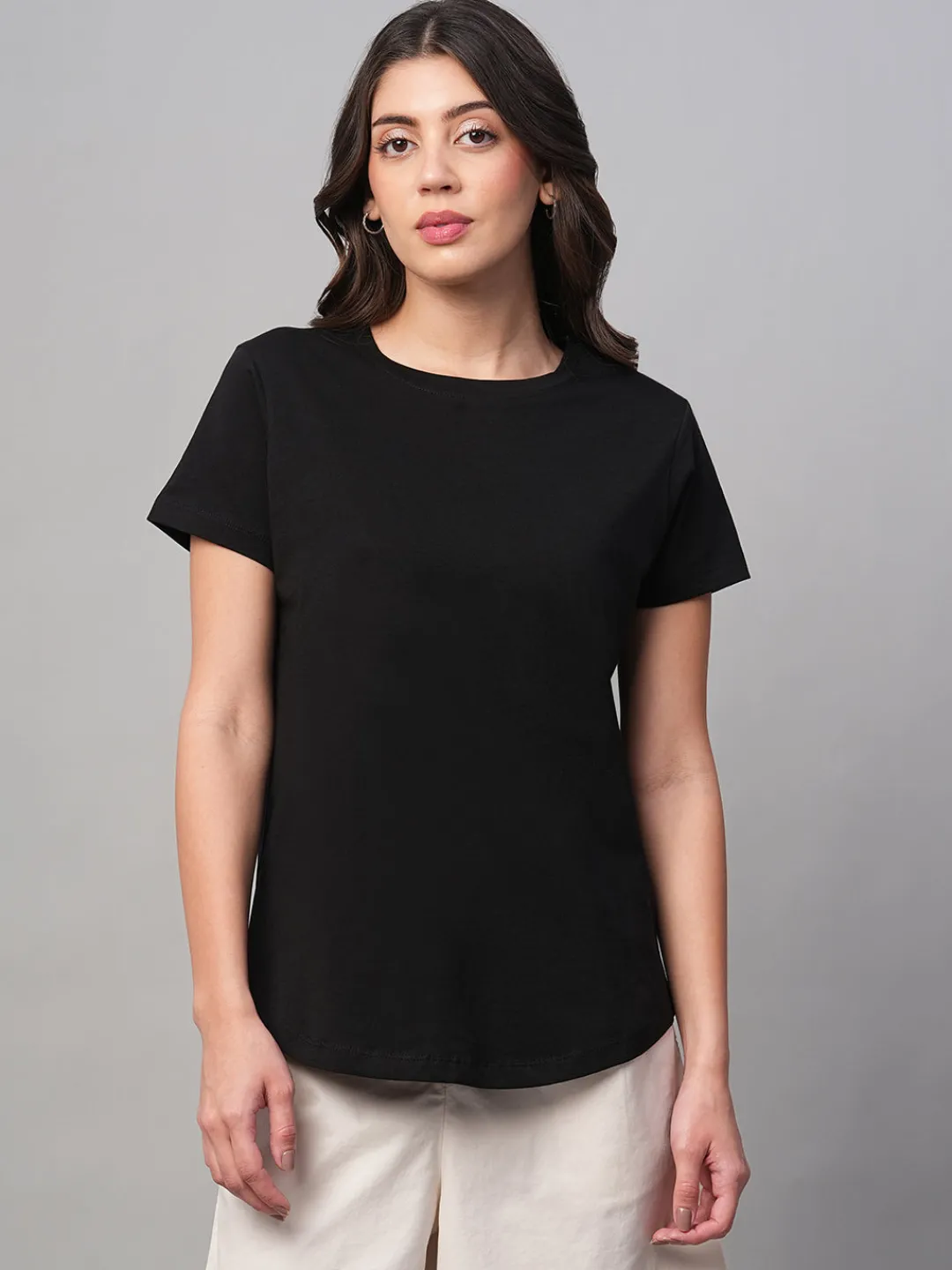 Women Cottonworld Round Neck | Regular Fit^Women's 100% Cotton Regular Fit Tshirt