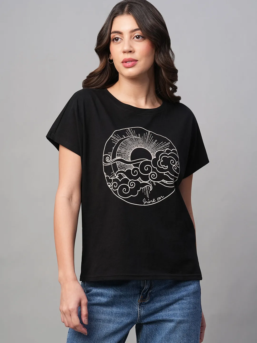 Women Cottonworld Round Neck | Regular Fit^Women's 100% Cotton Regular Fit Tshirt