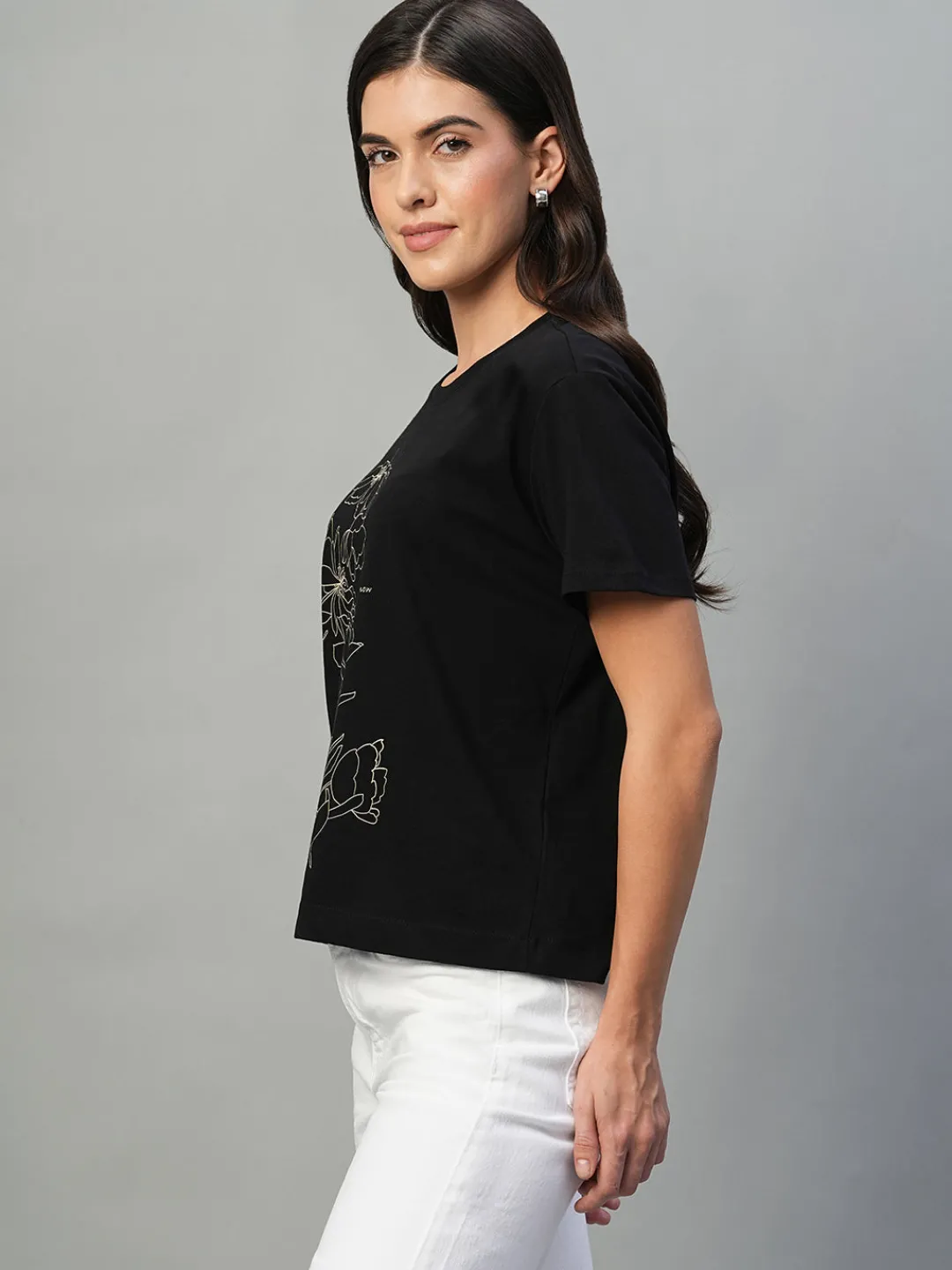 Women Cottonworld Regular Fit | V-Neck^Women's 100% Cotton Regular Fit Tshirt