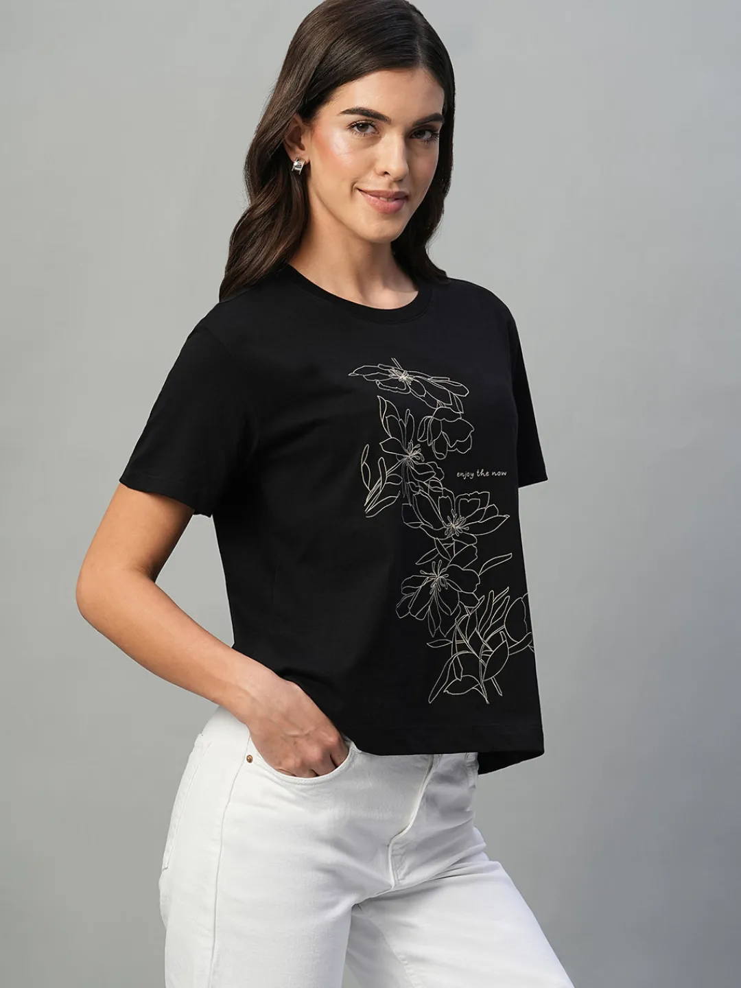 Women Cottonworld Regular Fit | V-Neck^Women's 100% Cotton Regular Fit Tshirt