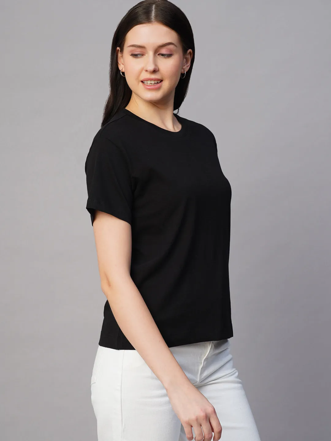 Women Cottonworld Round Neck | Regular Fit^Women's 100% Cotton Regular Fit Tshirt