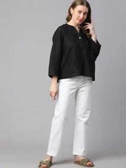 Women Cottonworld Tops & Shirts | Tops & Shirts^Women's 100% Linen Boxy Fit Blouse