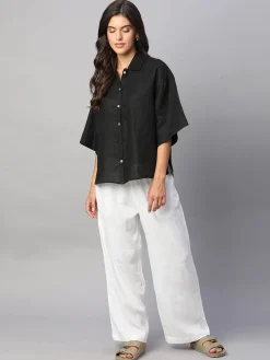 Women Cottonworld Tops & Shirts | Tops & Shirts^Women's 100% Linen Boxy Fit Blouse