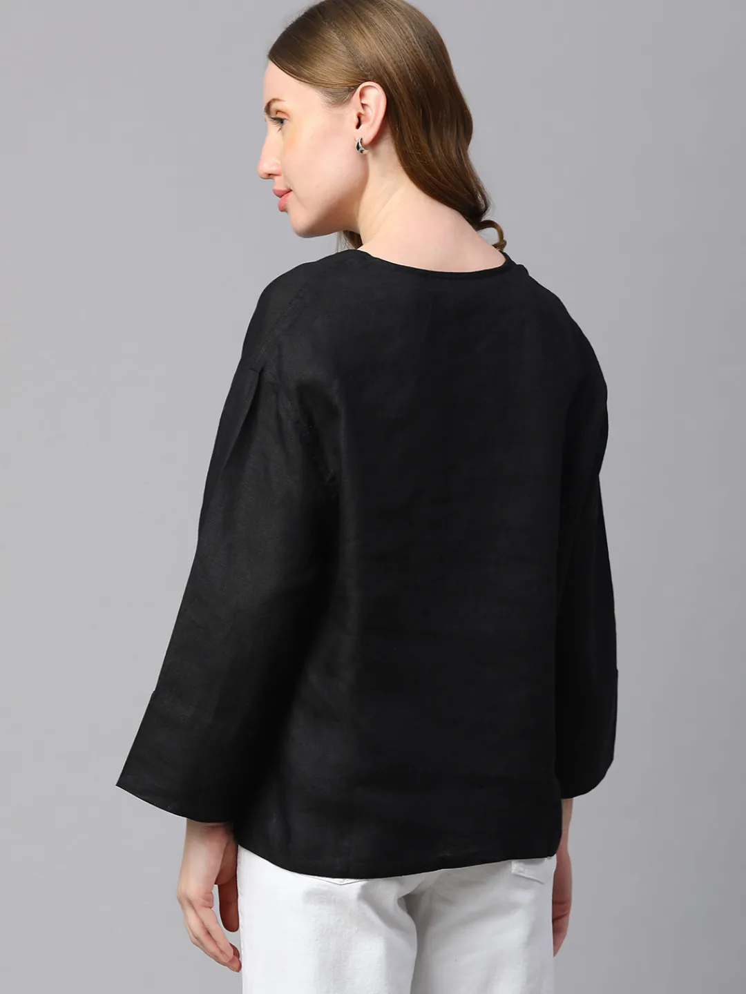 Women Cottonworld Tops & Shirts | Tops & Shirts^Women's 100% Linen Boxy Fit Blouse