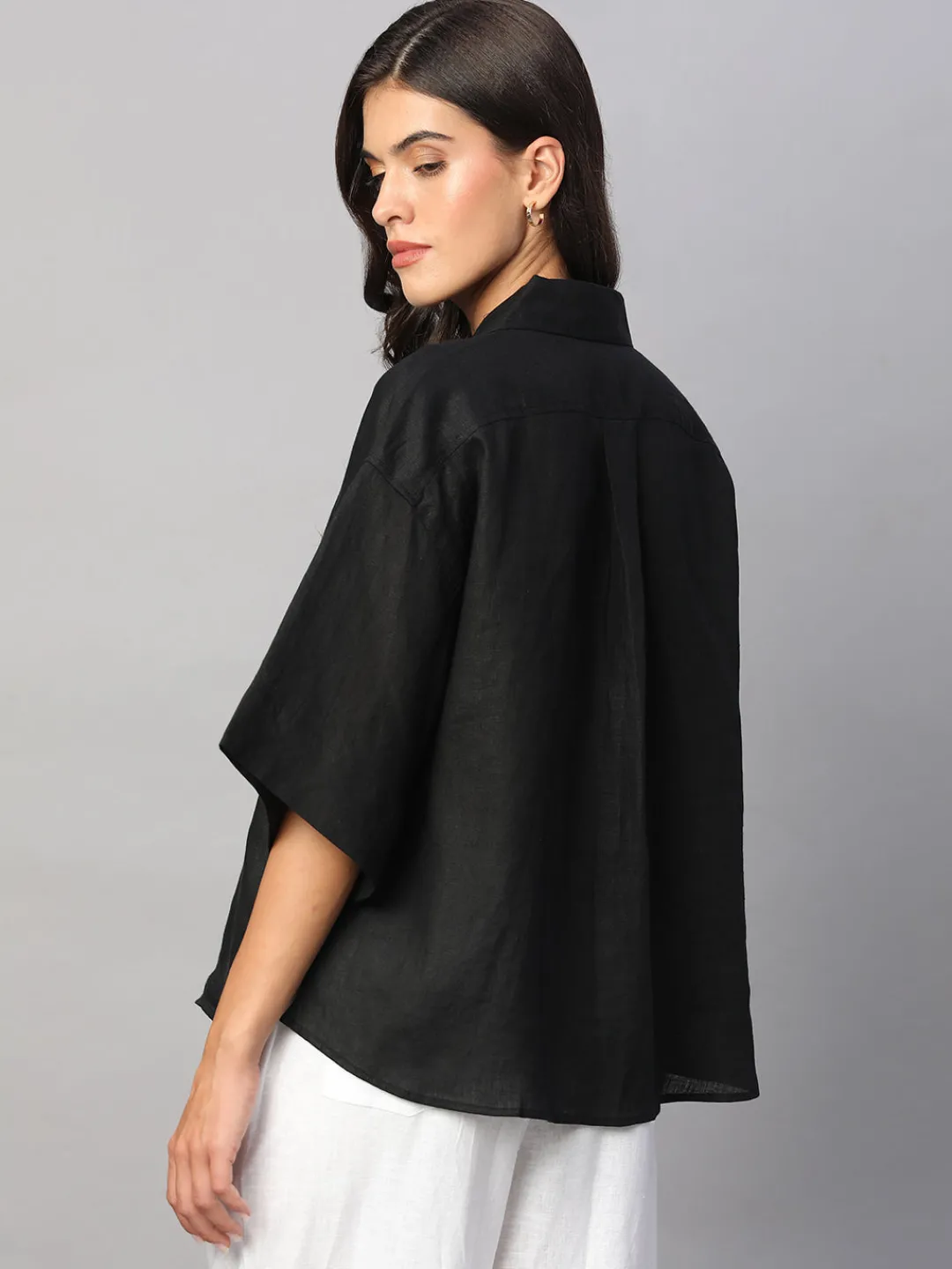 Women Cottonworld Tops & Shirts | Tops & Shirts^Women's 100% Linen Boxy Fit Blouse