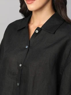 Women Cottonworld Tops & Shirts | Tops & Shirts^Women's 100% Linen Boxy Fit Blouse