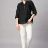 Women Cottonworld Tops & Shirts | Tops & Shirts^Women's 100% Linen Regular Fit Blouse