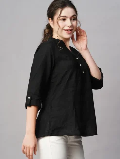 Women Cottonworld Tops & Shirts | Tops & Shirts^Women's 100% Linen Regular Fit Blouse