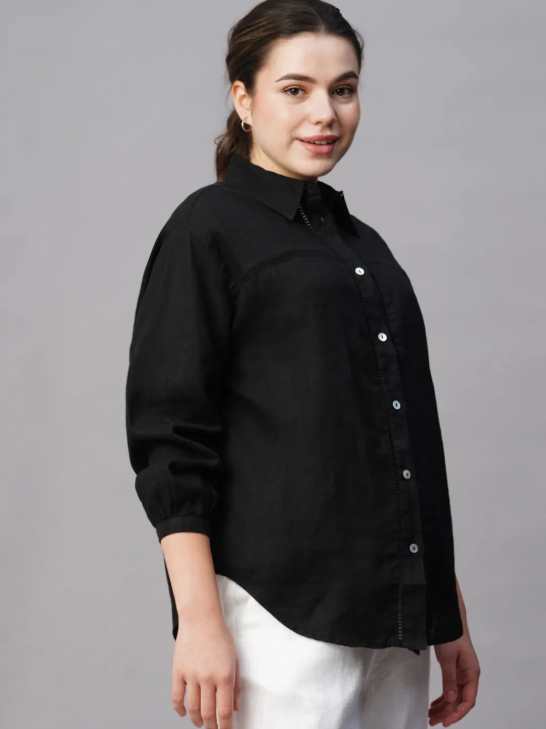 Women Cottonworld Tops & Shirts | Tops & Shirts^Women's 100% Linen Regular Fit Blouse