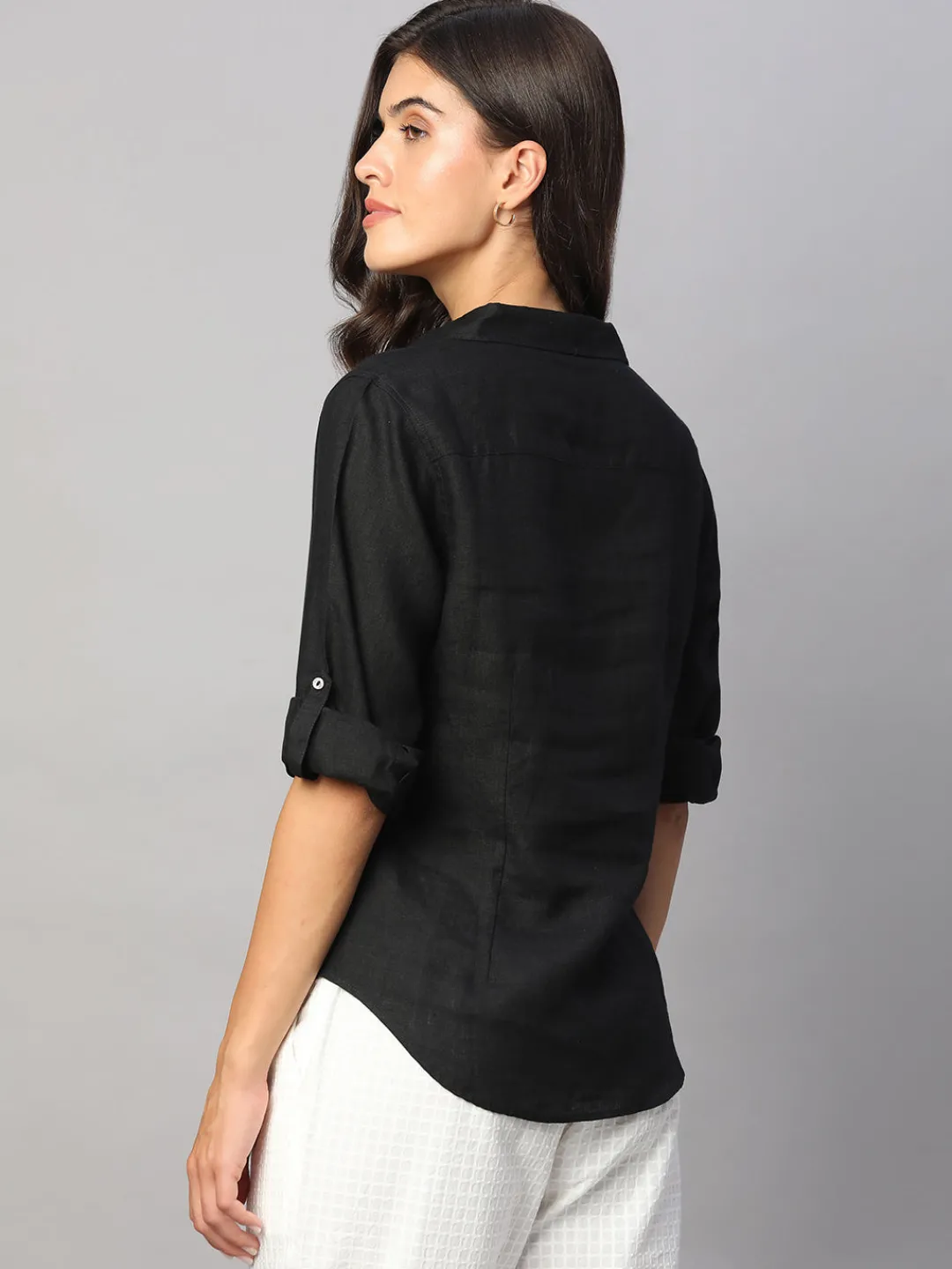 Women Cottonworld Tops & Shirts | Tops & Shirts^Women's 100% Linen Regular Fit Blouse