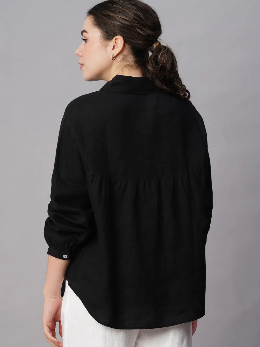 Women Cottonworld Tops & Shirts | Tops & Shirts^Women's 100% Linen Regular Fit Blouse