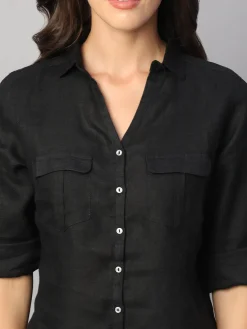 Women Cottonworld Tops & Shirts | Tops & Shirts^Women's 100% Linen Regular Fit Blouse
