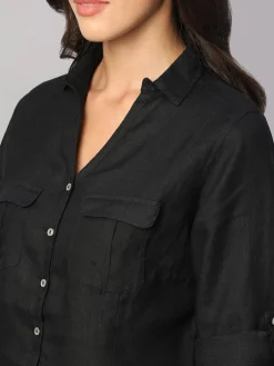 Women Cottonworld Tops & Shirts | Tops & Shirts^Women's 100% Linen Regular Fit Blouse