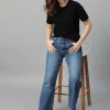 Women Cottonworld Women | Round Neck^Women's Cotton Bamboo Elastane Regular Fit Tshirt