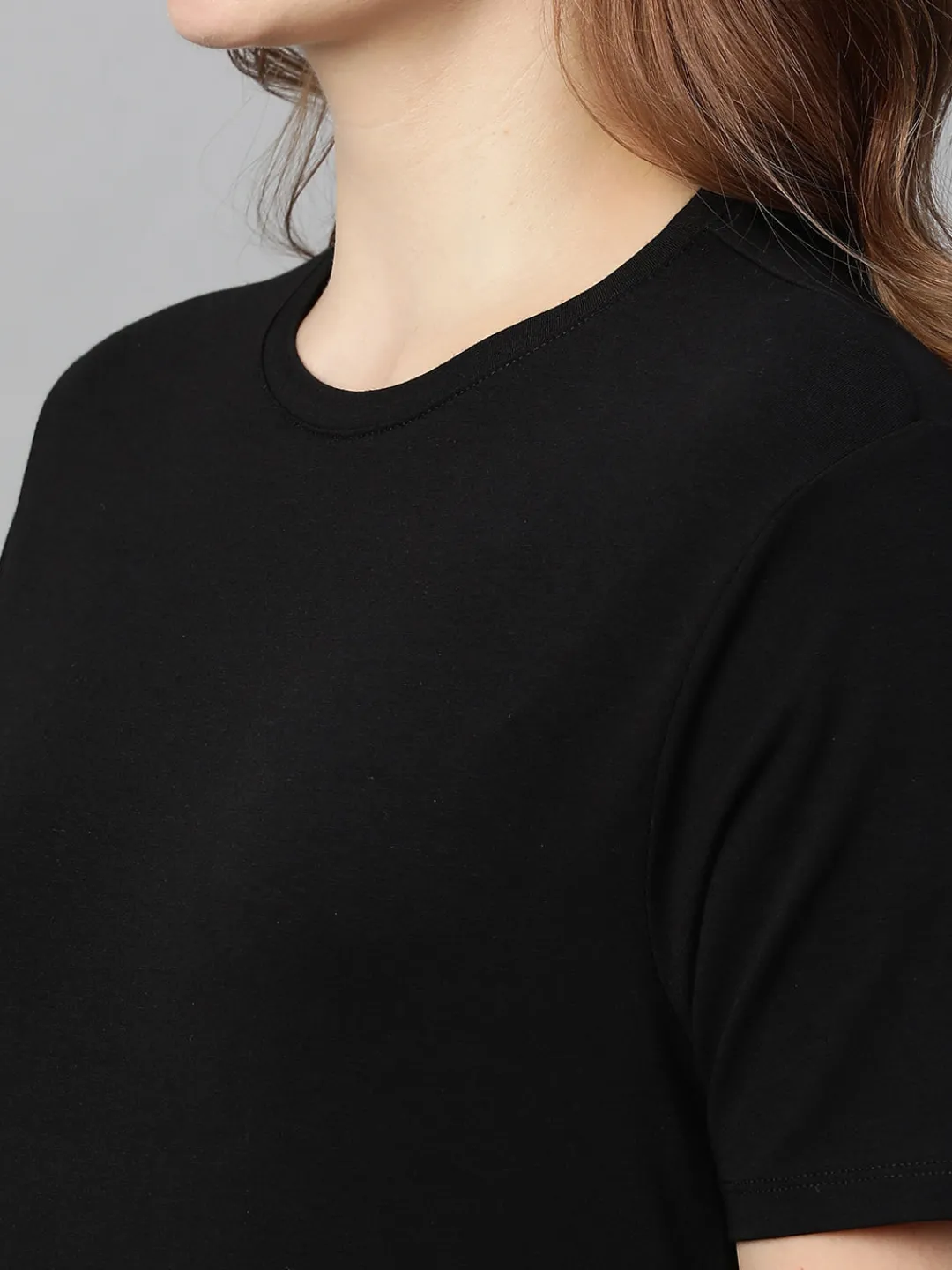 Women Cottonworld Women | Round Neck^Women's Cotton Bamboo Elastane Regular Fit Tshirt