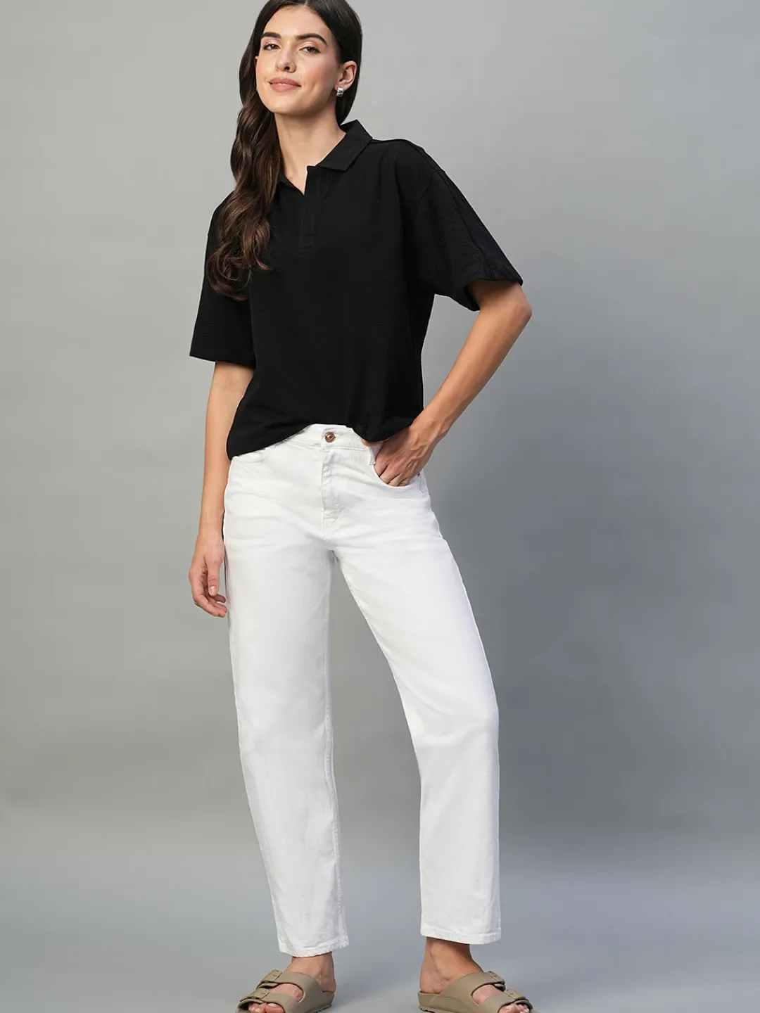 Women Cottonworld Regular Fit^Women's Cotton Elastane Regular Fit Tshirt
