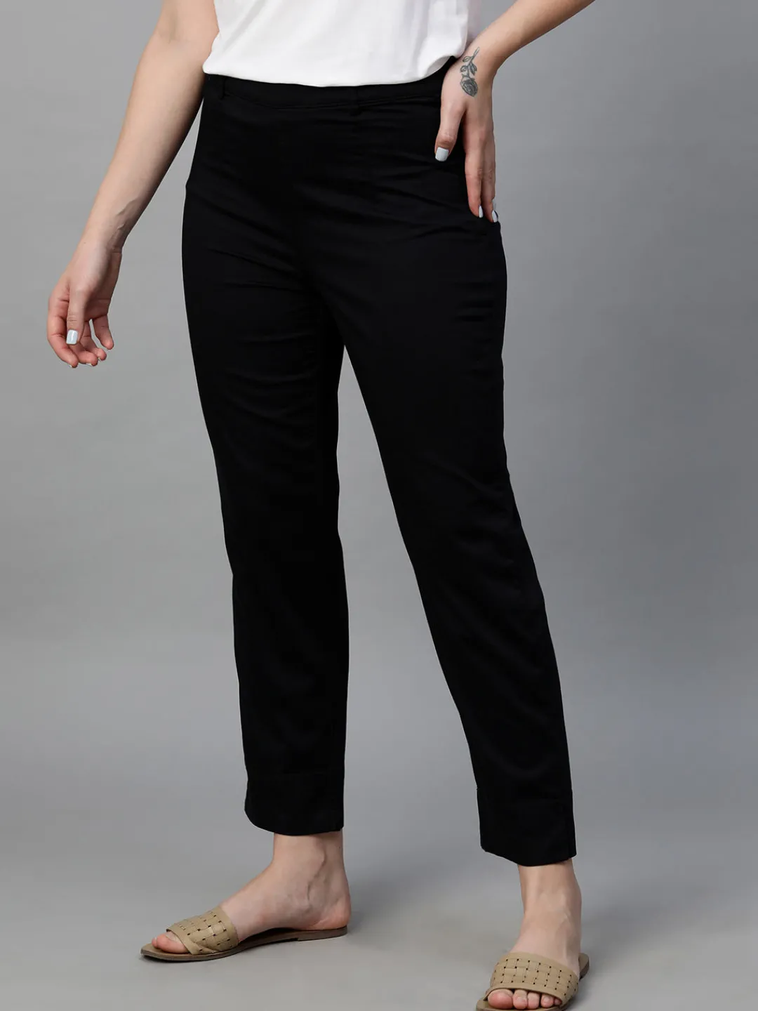 Women Cottonworld Trousers^Women's Cotton Elastane Regular Fit Pant