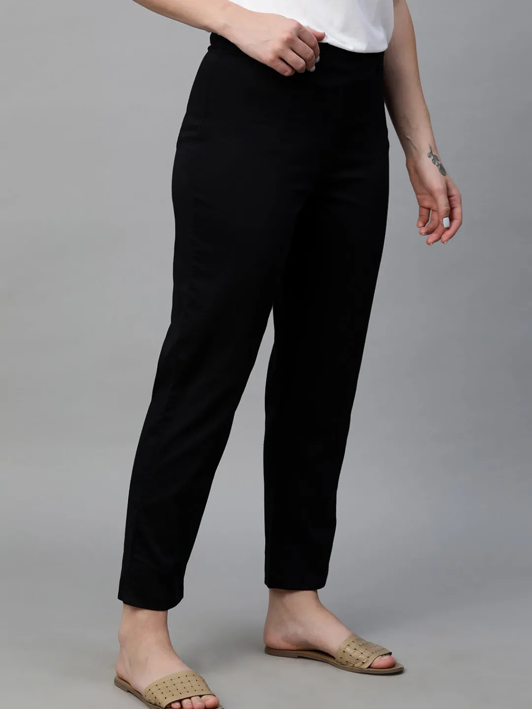 Women Cottonworld Trousers^Women's Cotton Elastane Regular Fit Pant
