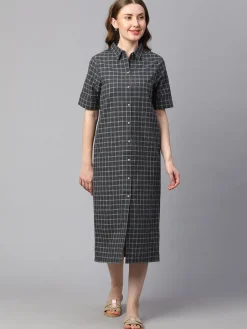 Women Cottonworld Dresses | Dresses^Women's Cotton Linen Regular Fit Dress