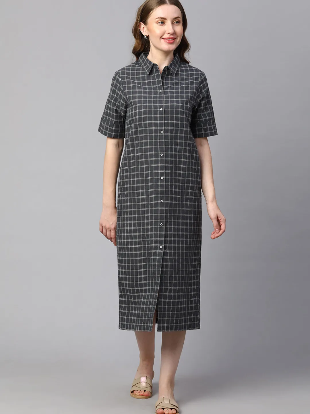 Women Cottonworld Dresses | Dresses^Women's Cotton Linen Regular Fit Dress