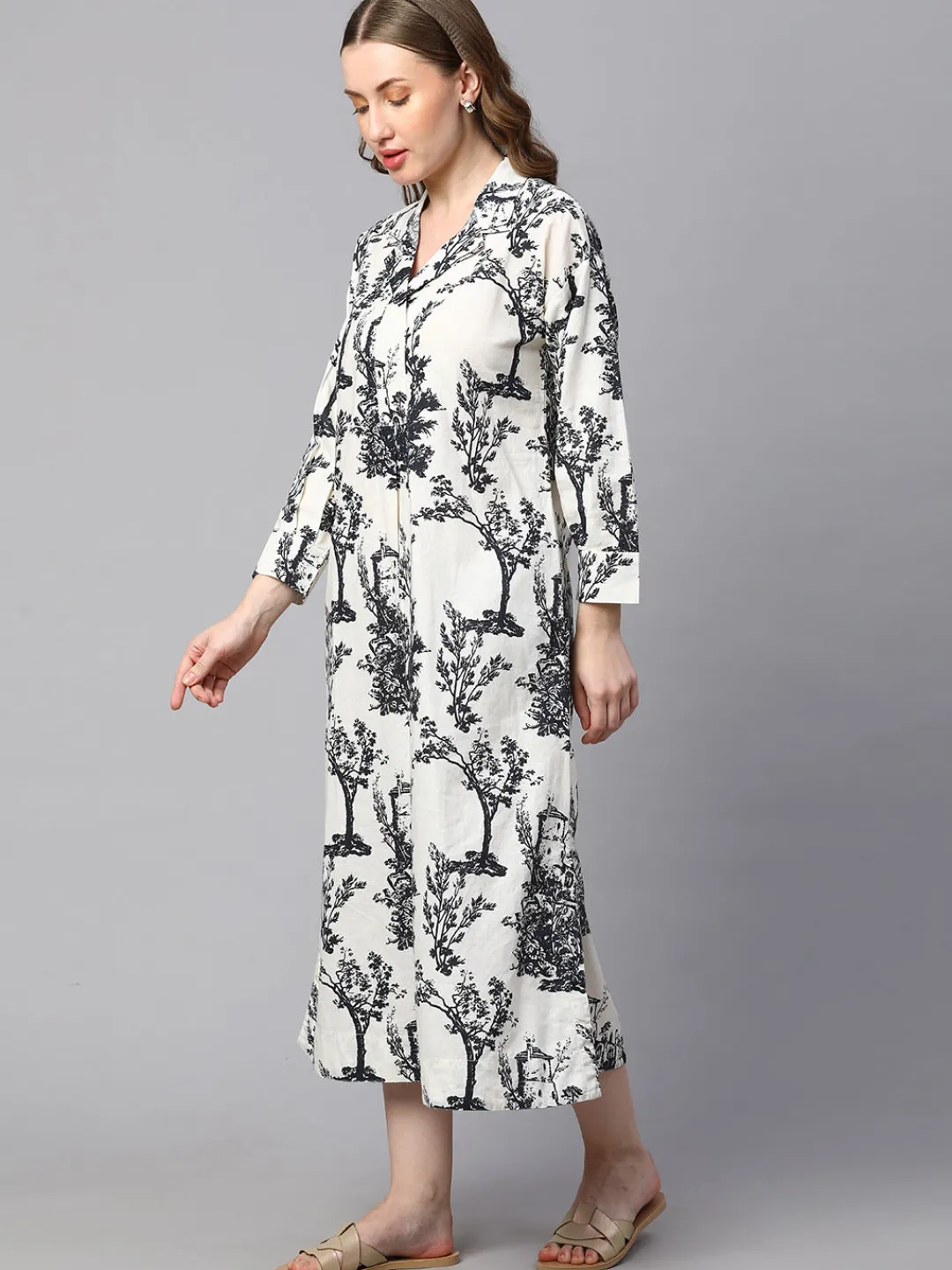 Women Cottonworld Dresses | Dresses^Women's Cotton Linen Regular Fit Dress