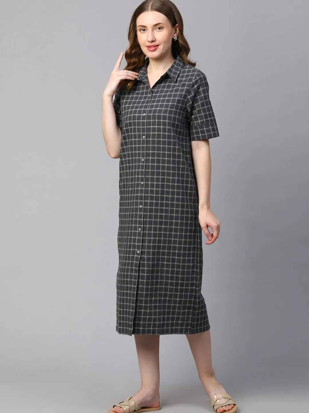 Women Cottonworld Dresses | Dresses^Women's Cotton Linen Regular Fit Dress