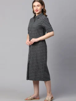 Women Cottonworld Dresses | Dresses^Women's Cotton Linen Regular Fit Dress