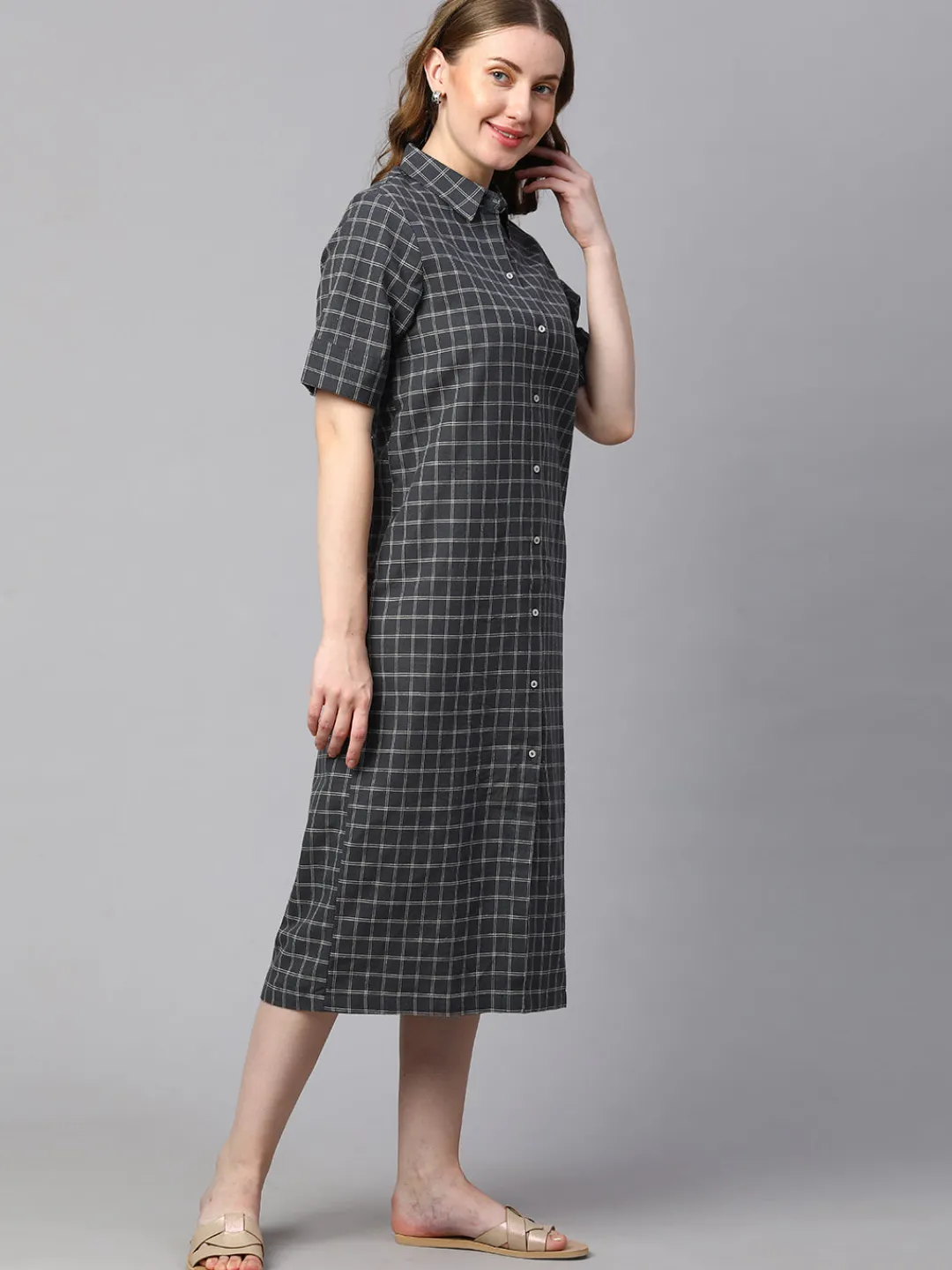 Women Cottonworld Dresses | Dresses^Women's Cotton Linen Regular Fit Dress