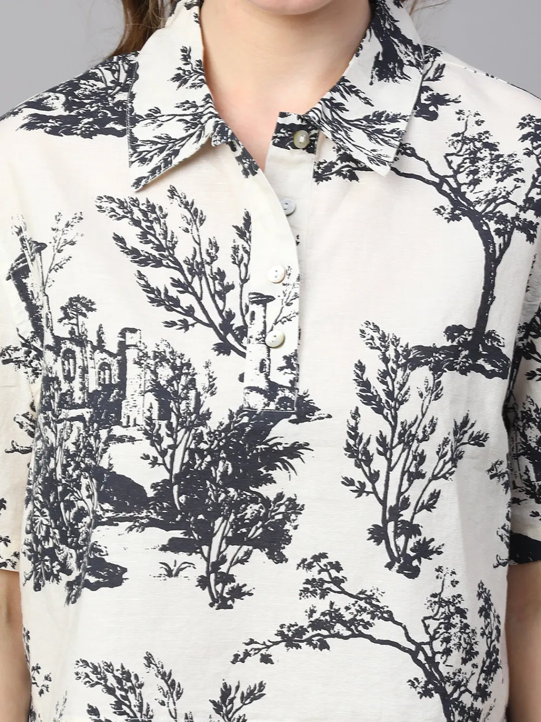 Women Cottonworld Tops & Shirts | Tops & Shirts^Women's Cotton Linen Boxy Fit Blouse