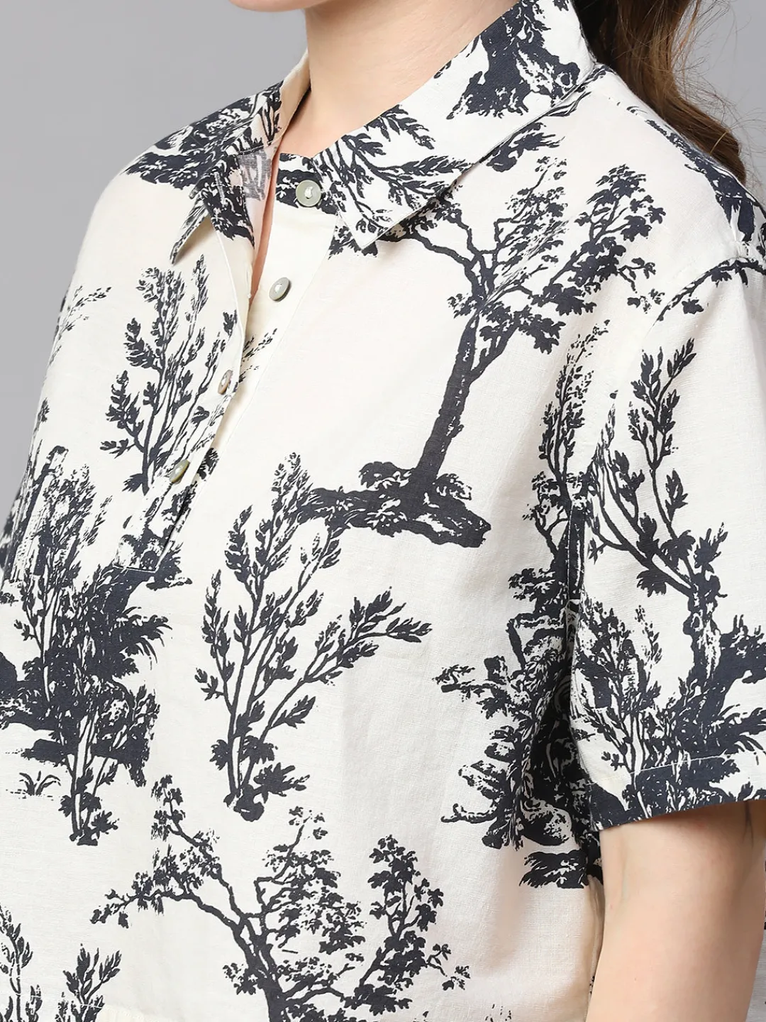 Women Cottonworld Tops & Shirts | Tops & Shirts^Women's Cotton Linen Boxy Fit Blouse