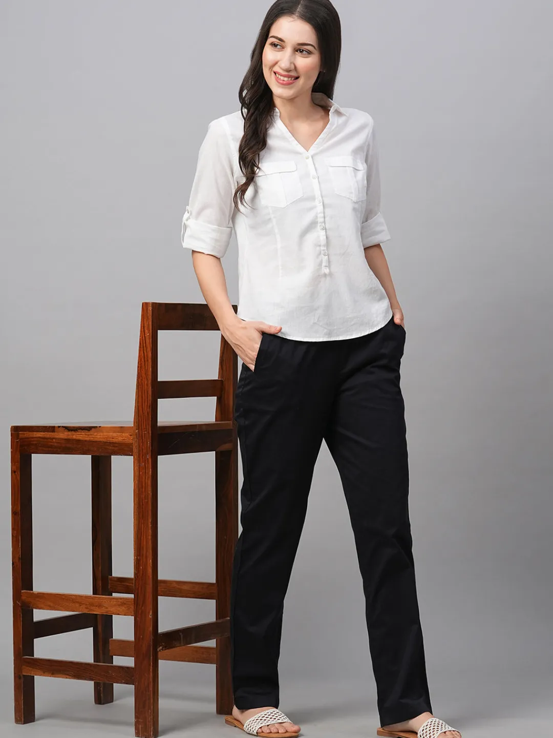Women Cottonworld Trousers^Women's Cotton Lycra Regular Fit Pant
