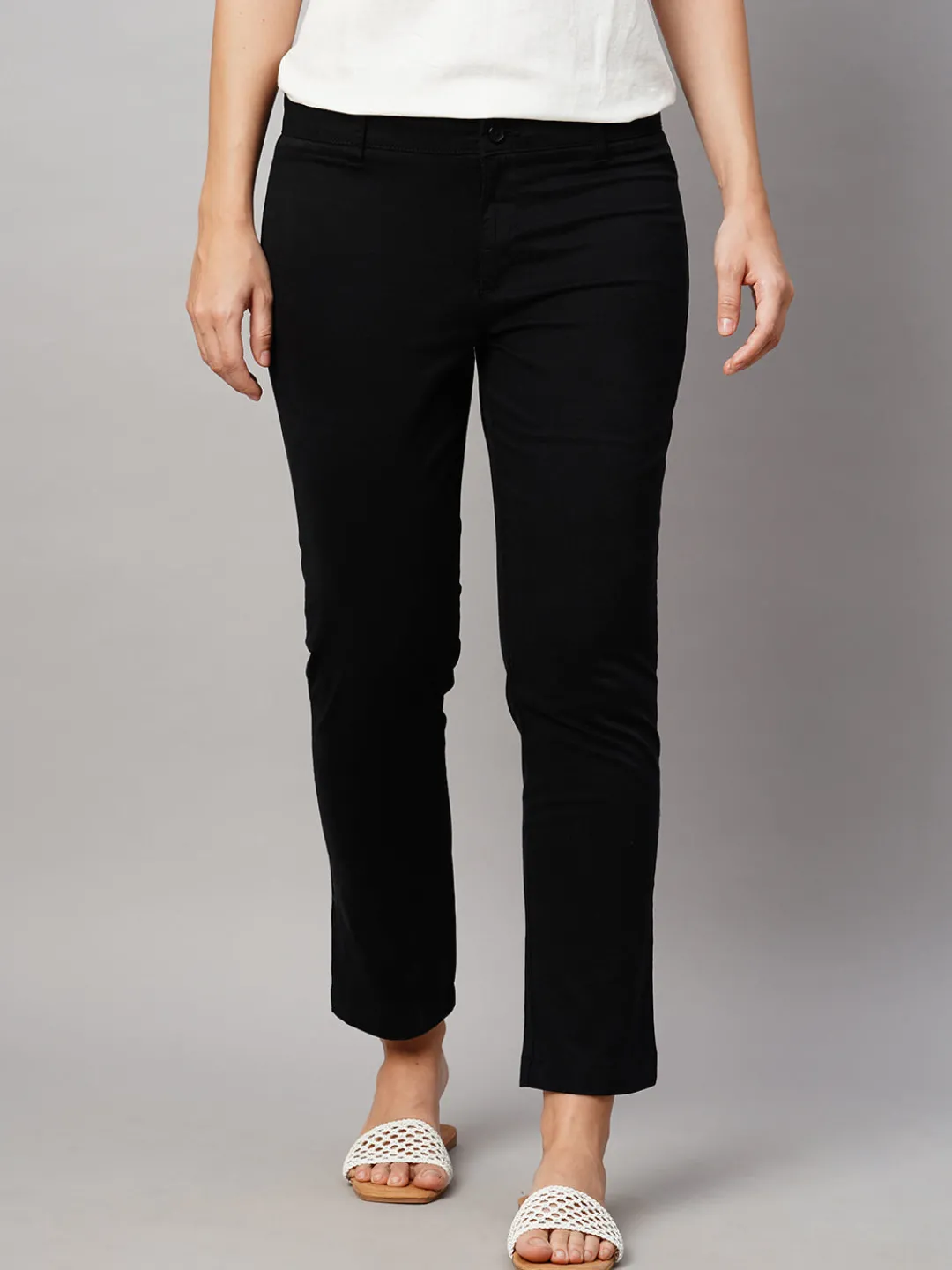 Women Cottonworld Trousers^Women's Cotton Lycra Regular Fit Pant